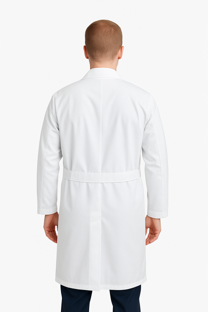 DR Uniforms Lab Coat for Men - 100% Cotton - Unisex Lab Coat - White Long Coat - Lab Coat for Students and Doctor - White Size L