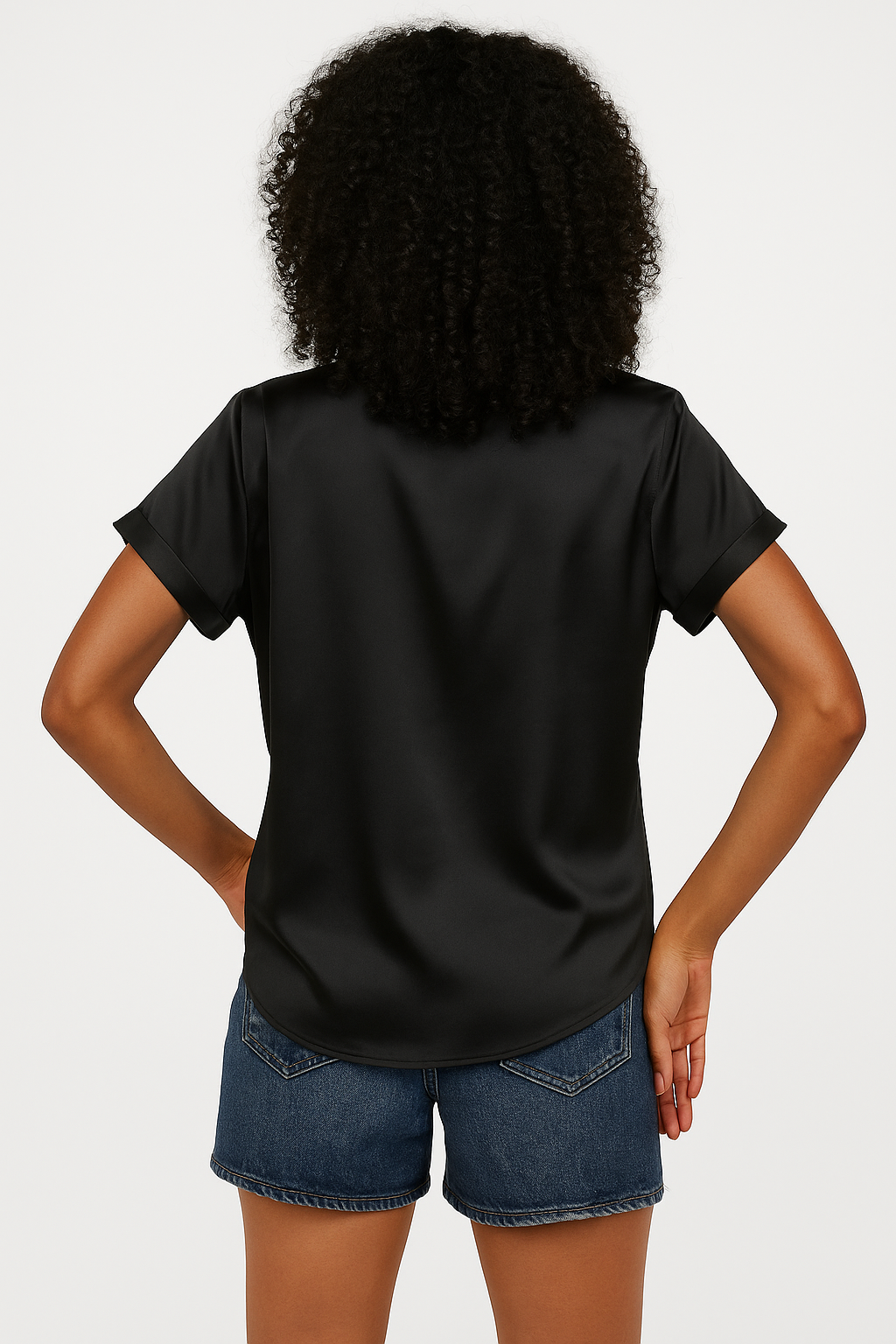 Womens Short Sleeve T Shirts Fashion V Neck Loose Tops Solid Casual Silk Blouses Size S