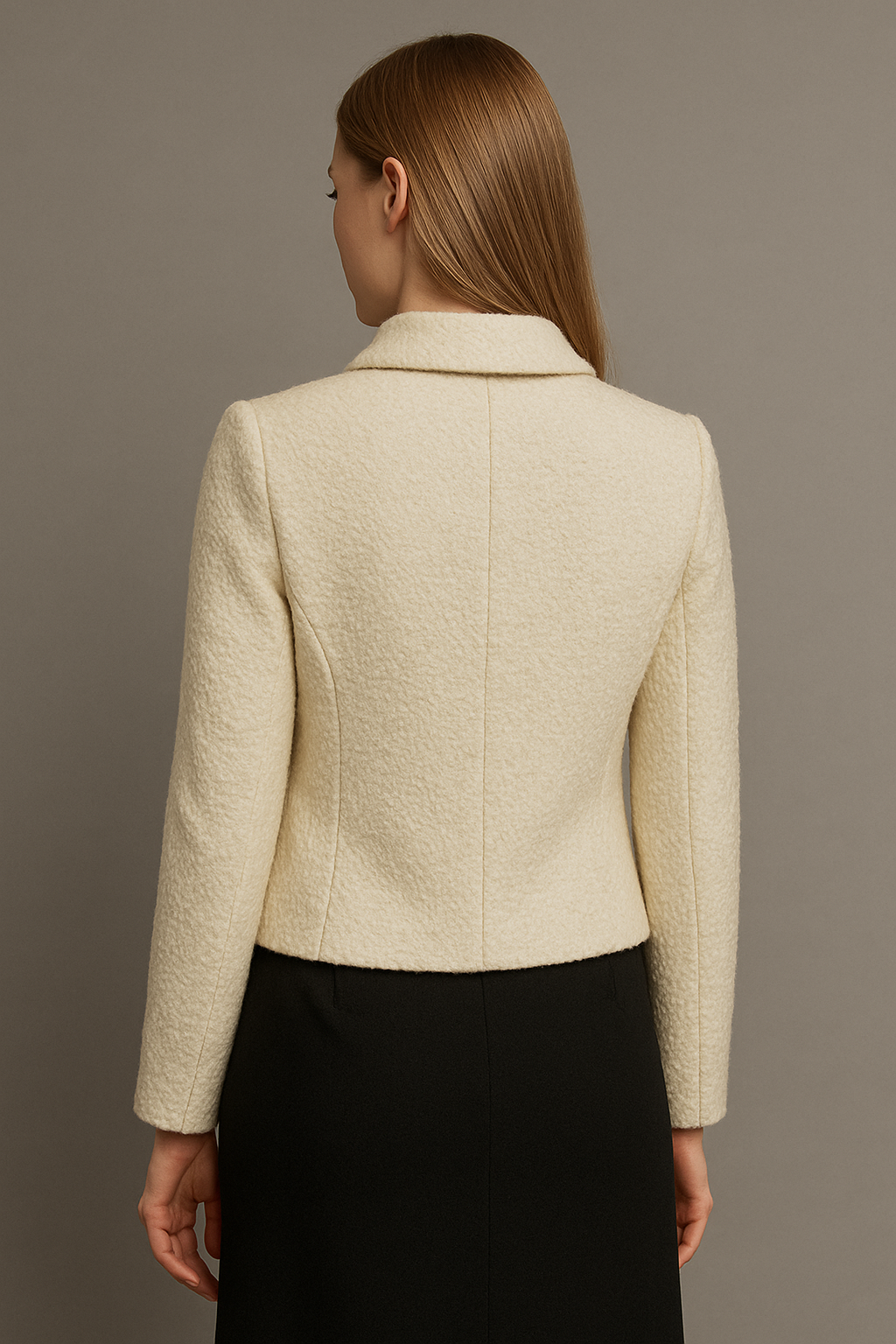 Women White Fragrant Jacket Retro Bow Ribbon Coat Flip Collar French Light Versatile Classic Top  size L