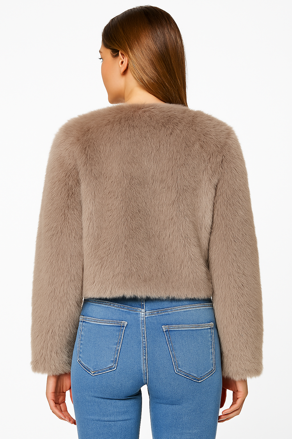 PRETTYGARDEN Women's 2025 Winter Coats Fleece Cropped Jacket Faux Fur Long Sleeve Pockets Shaggy Warm Outerwear Fall ClothesSize M