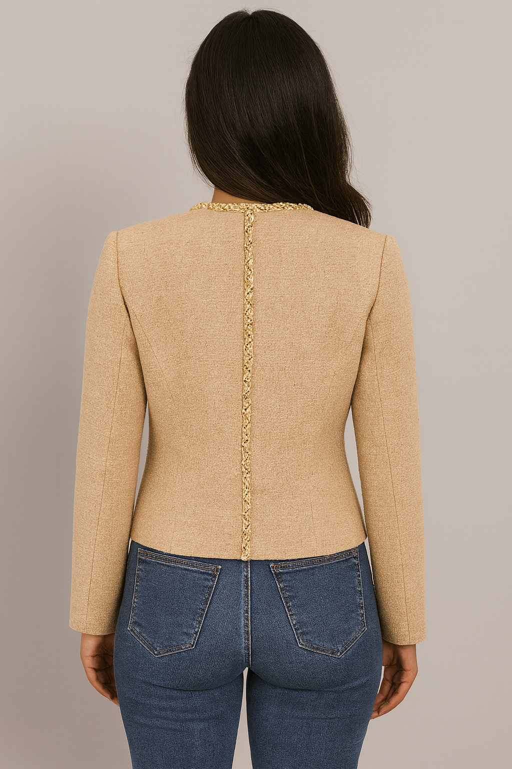 M.Infisavo Tweed Cardigan for Women Button Down Long Sleeve Warm Cropped Jacket Blazers Size M