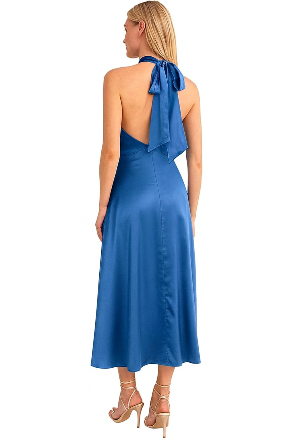 Women's Dresses 2023 Solid Color Sexy High Waist Neck Slit Evening Gown Dress Engagement Dresses Photoshoot size S