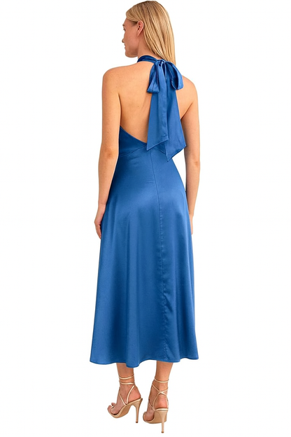 Women's Dresses 2023 Solid Color Sexy High Waist Neck Slit Evening Gown Dress Engagement Dresses Photoshoot size S