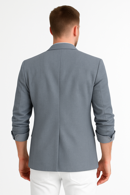 Mens Suit Jacket Casual Notched Lapel Collar Open Front Blazer Roll Up Sleeve Slim Fit Business Office Coats Size M