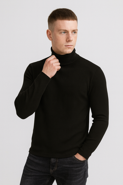 COOFANDY Mens Knitted Turtleneck Long Sleeve Turtle Neck Thermal Casual High Neck Sweaters Ribbed Pullover Sweater Size L