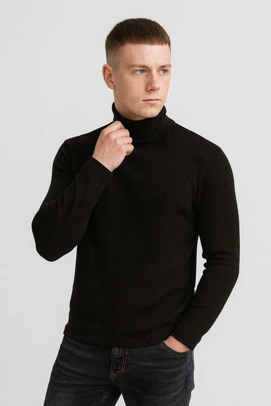 COOFANDY Mens Knitted Turtleneck Long Sleeve Turtle Neck Thermal Casual High Neck Sweaters Ribbed Pullover Sweater Size L
