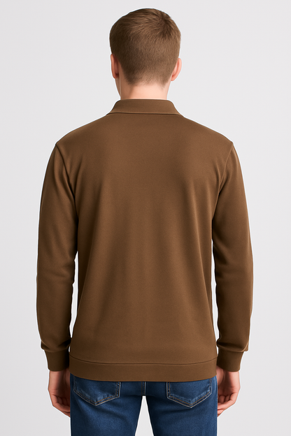 MALO Tortilla Brown Long Sleeve Men's Light Polo Sweater US 4XL IT 60 Size M