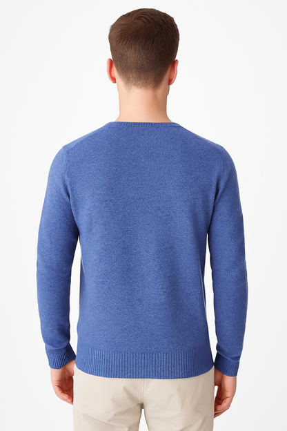 CALLMO men sweater， Men's Pullover Sweater Comfortable V-Neck Solid Color Knit Long Sleeve Fall size M