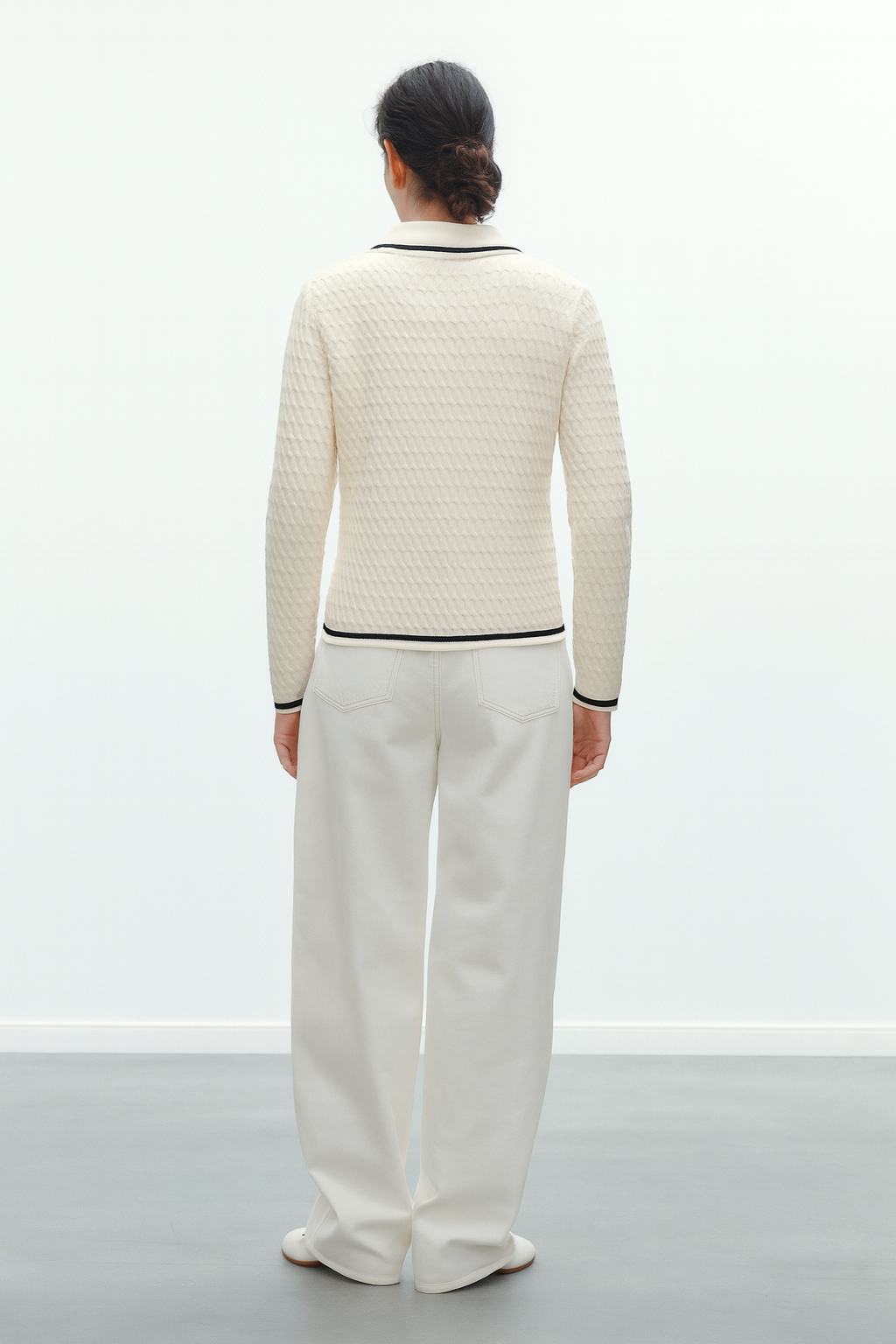 CABLE KNIT POLO SWEATER Size S