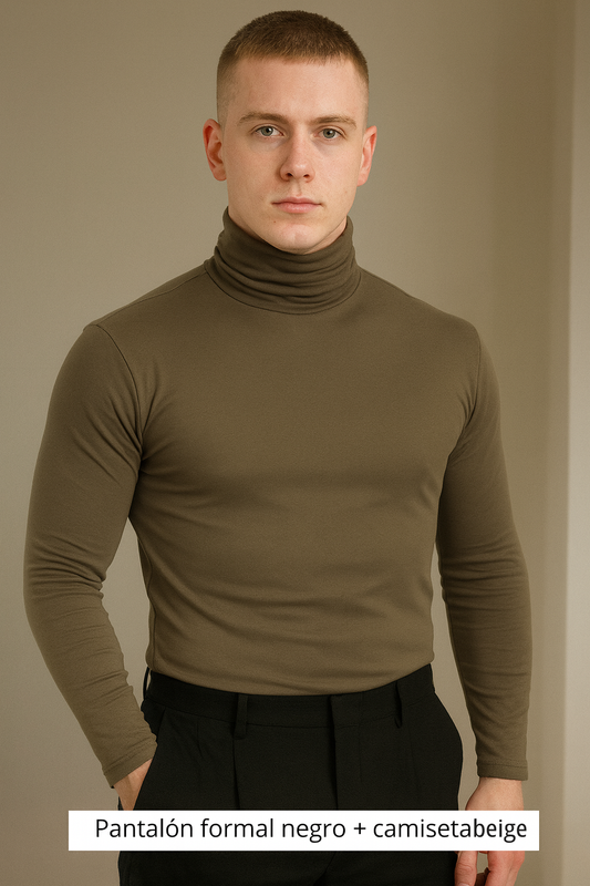 Mens Turtleneck Long Sleeve Shirts Turtle Neck Thermal Compression Shirts Stretch Warm Fleece Lined Tops Base Layer  size L