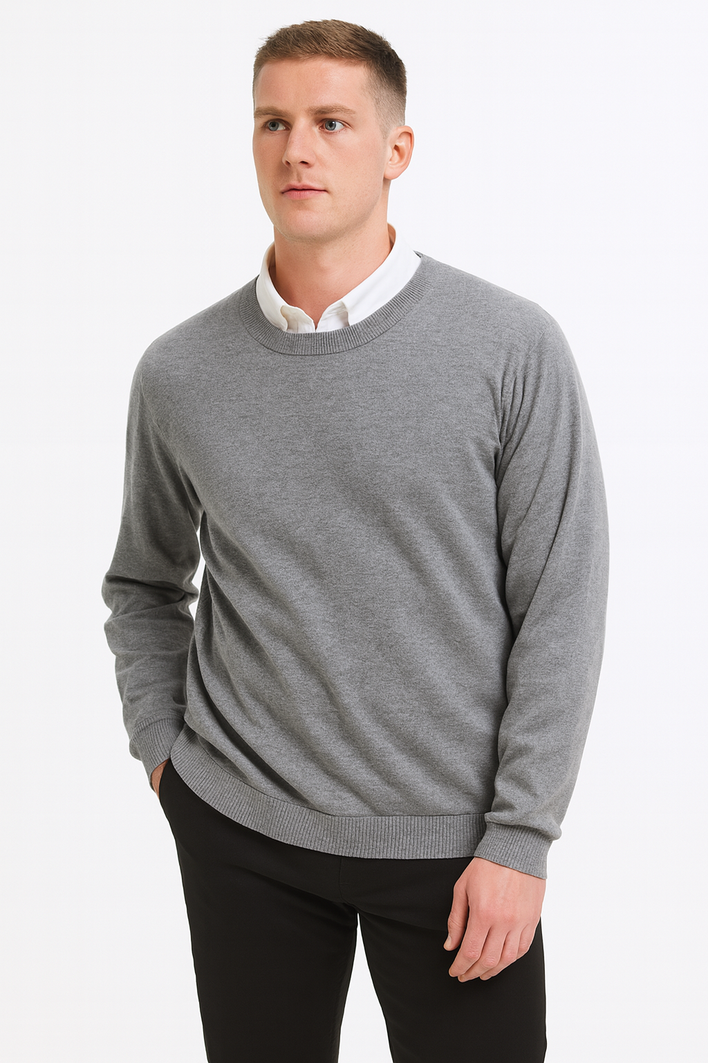 TopTie Men's Winter Sweaters Solid Color Crew Neck  Size XL