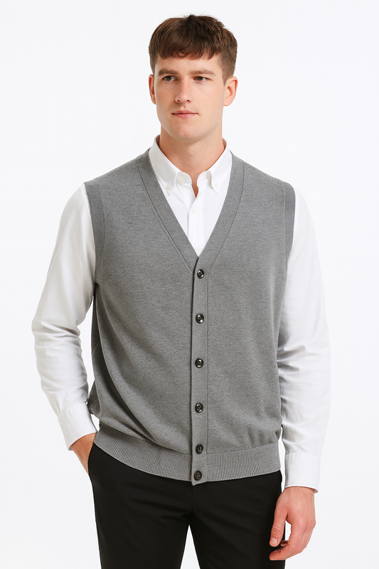 TopTie Mens Sweater Vest Solid Knitted Lightweight Thermal Cardigan  Size XL