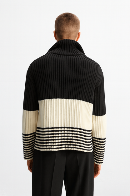 LIMITED EDITION STRIPED ZIP NECK SWEATER Size S/M