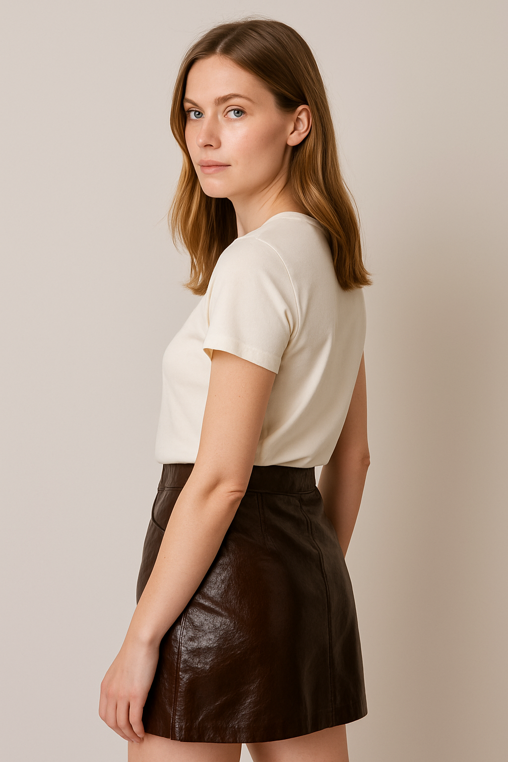 100% LEATHER SHORT SKIRT ZW COLLECTION Size No
