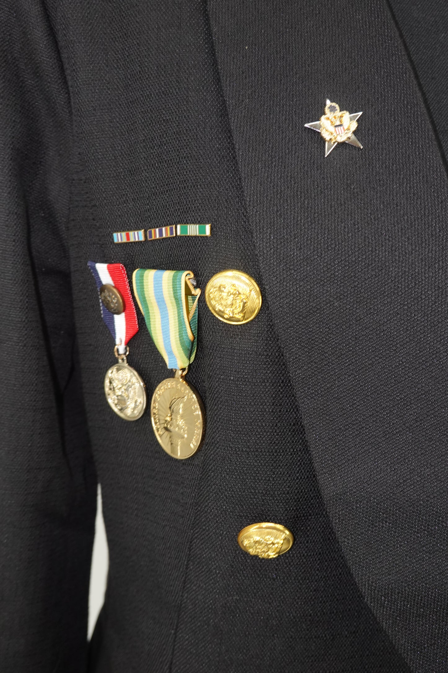 Women's Black Cotton-Linen Blazer with Badge – Size L