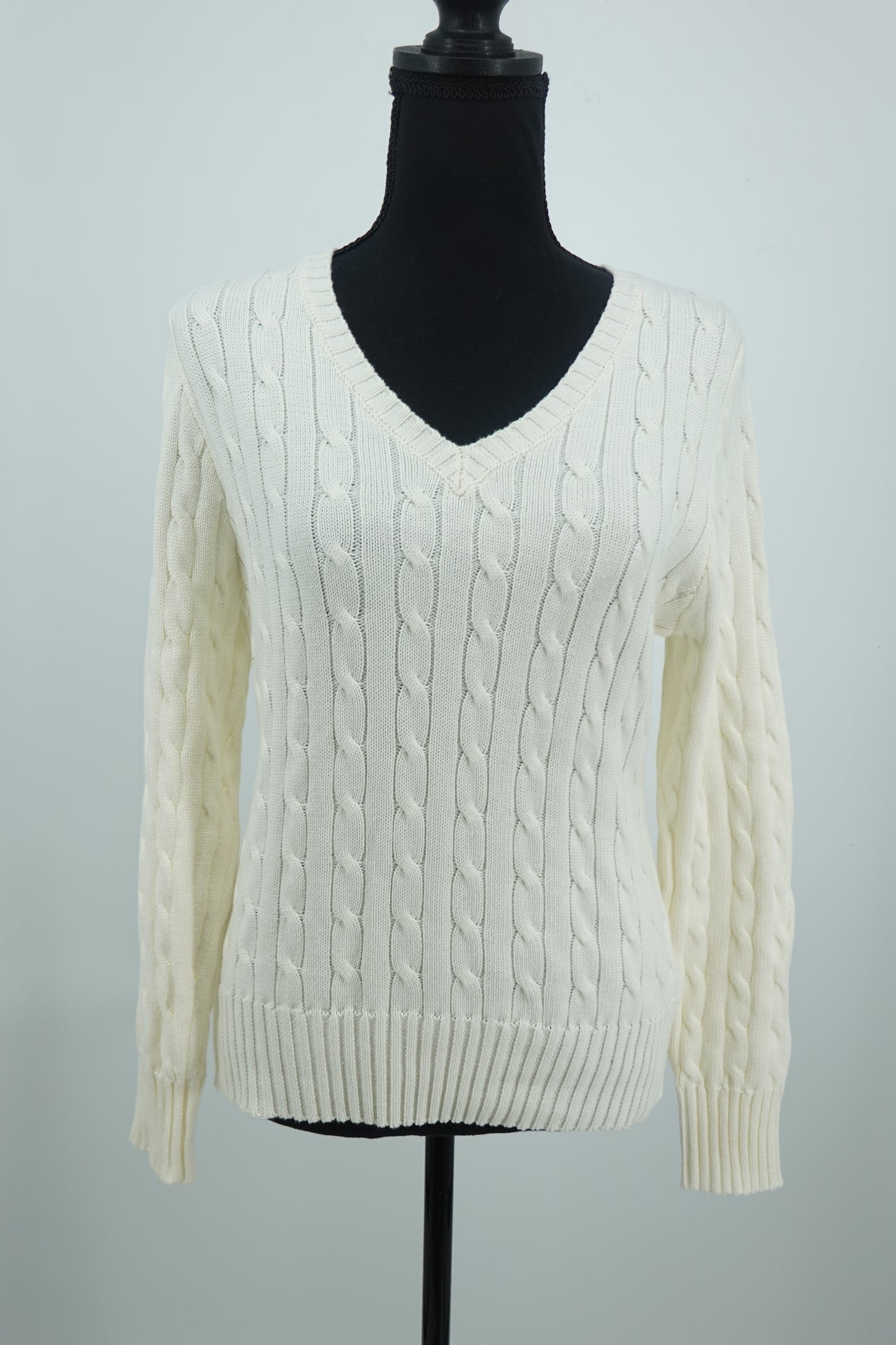 ANRABESS Women’s White Cable Knit Sweater – Size S