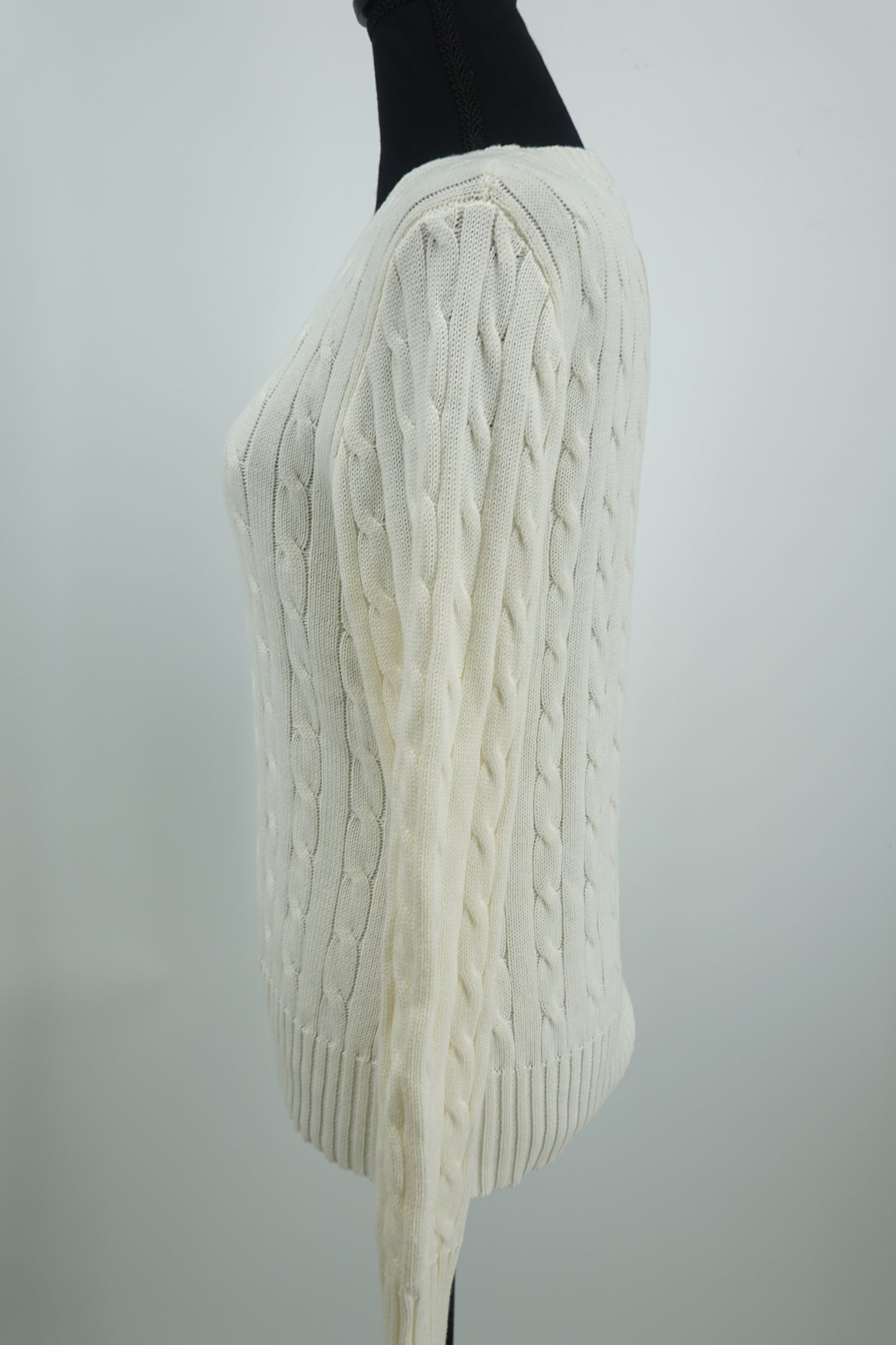 ANRABESS Women’s White Cable Knit Sweater – Size S