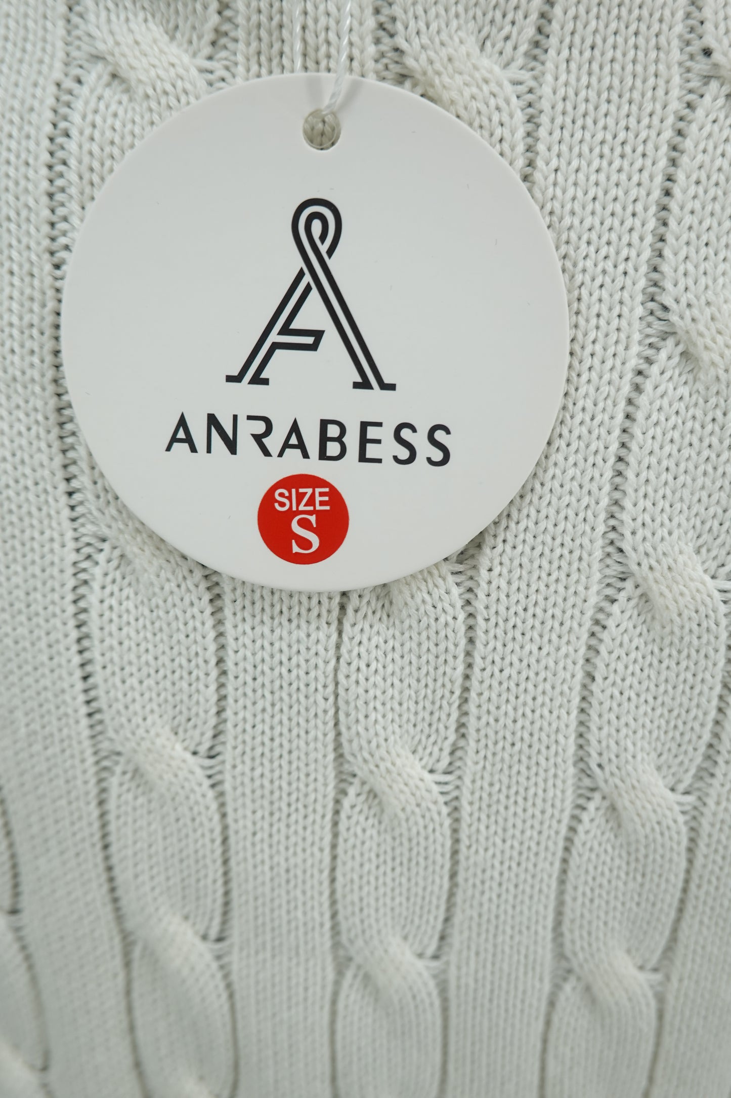 ANRABESS Women’s White Cable Knit Sweater – Size S