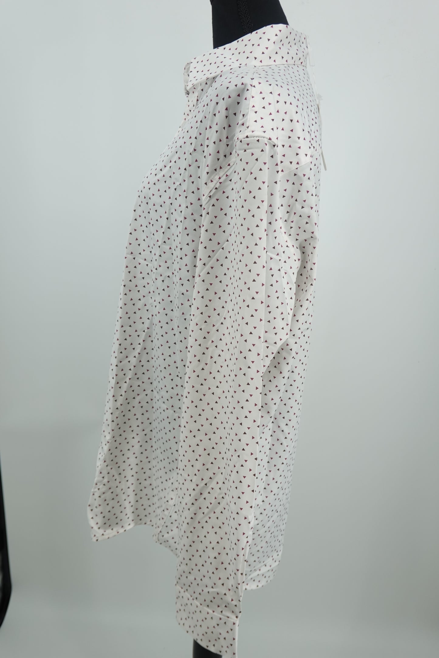 COOFANDY Unisex White Triangle Print Button-Up Shirt – Size L