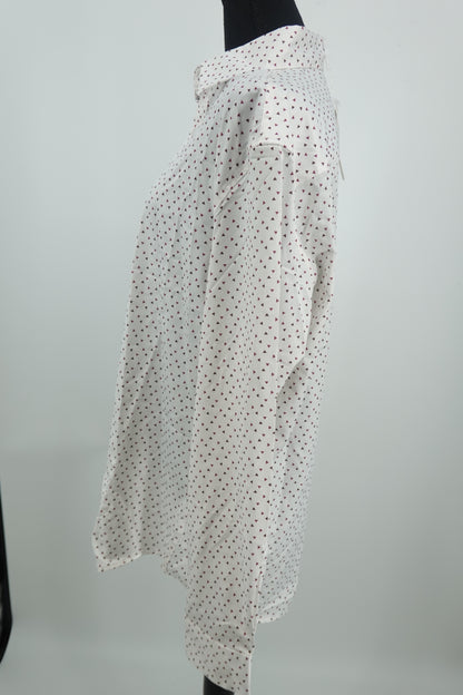 COOFANDY Unisex White Triangle Print Button-Up Shirt – Size L