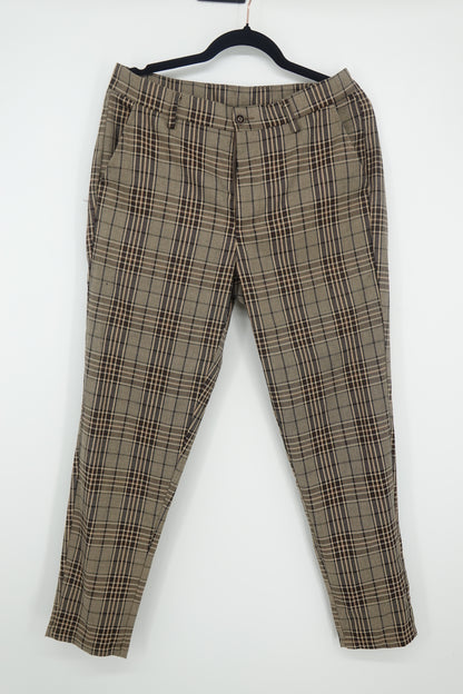 MANFINITY Men’s Brown Plaid Dress Pants – Size S