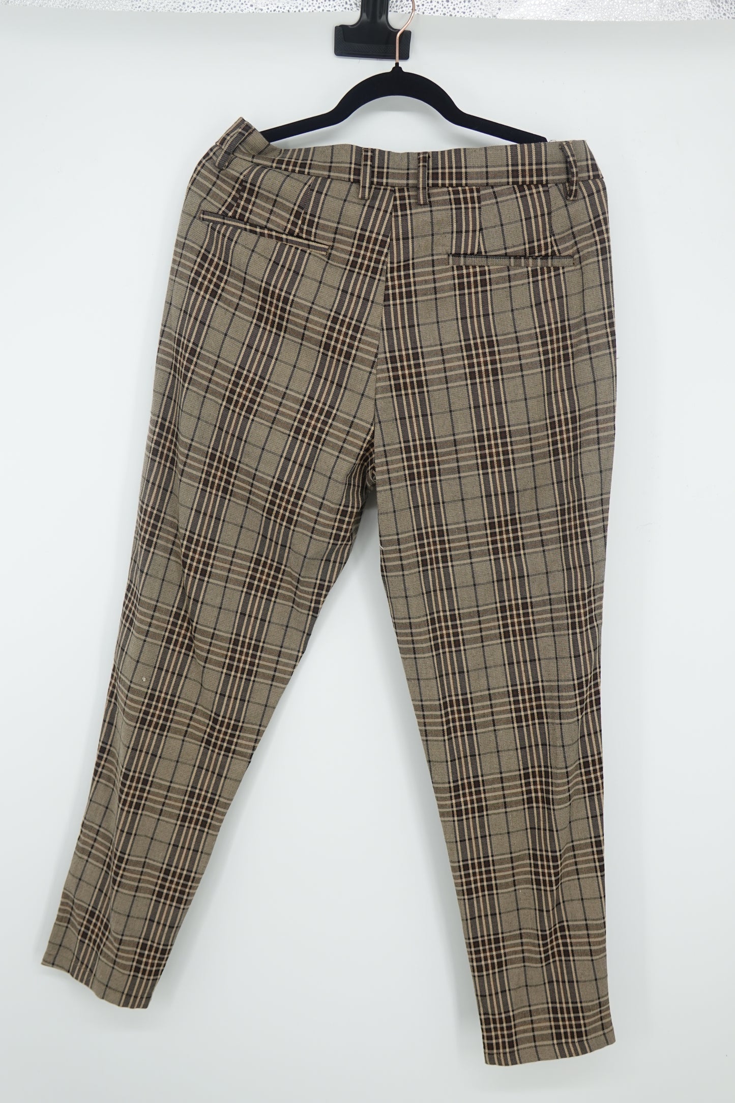 MANFINITY Men’s Brown Plaid Dress Pants – Size S