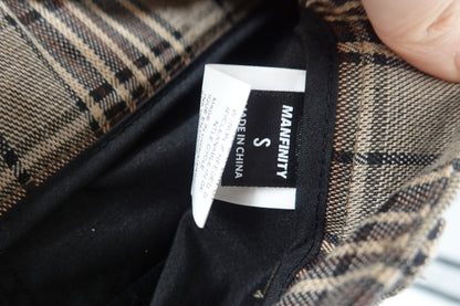 MANFINITY Men’s Brown Plaid Dress Pants – Size S