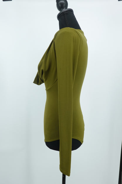 ZARA SHOULDER PAD DRAPEDBODYSUIT -Pistachio green size S