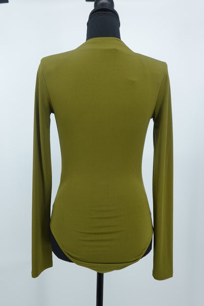 ZARA SHOULDER PAD DRAPEDBODYSUIT -Pistachio green size S