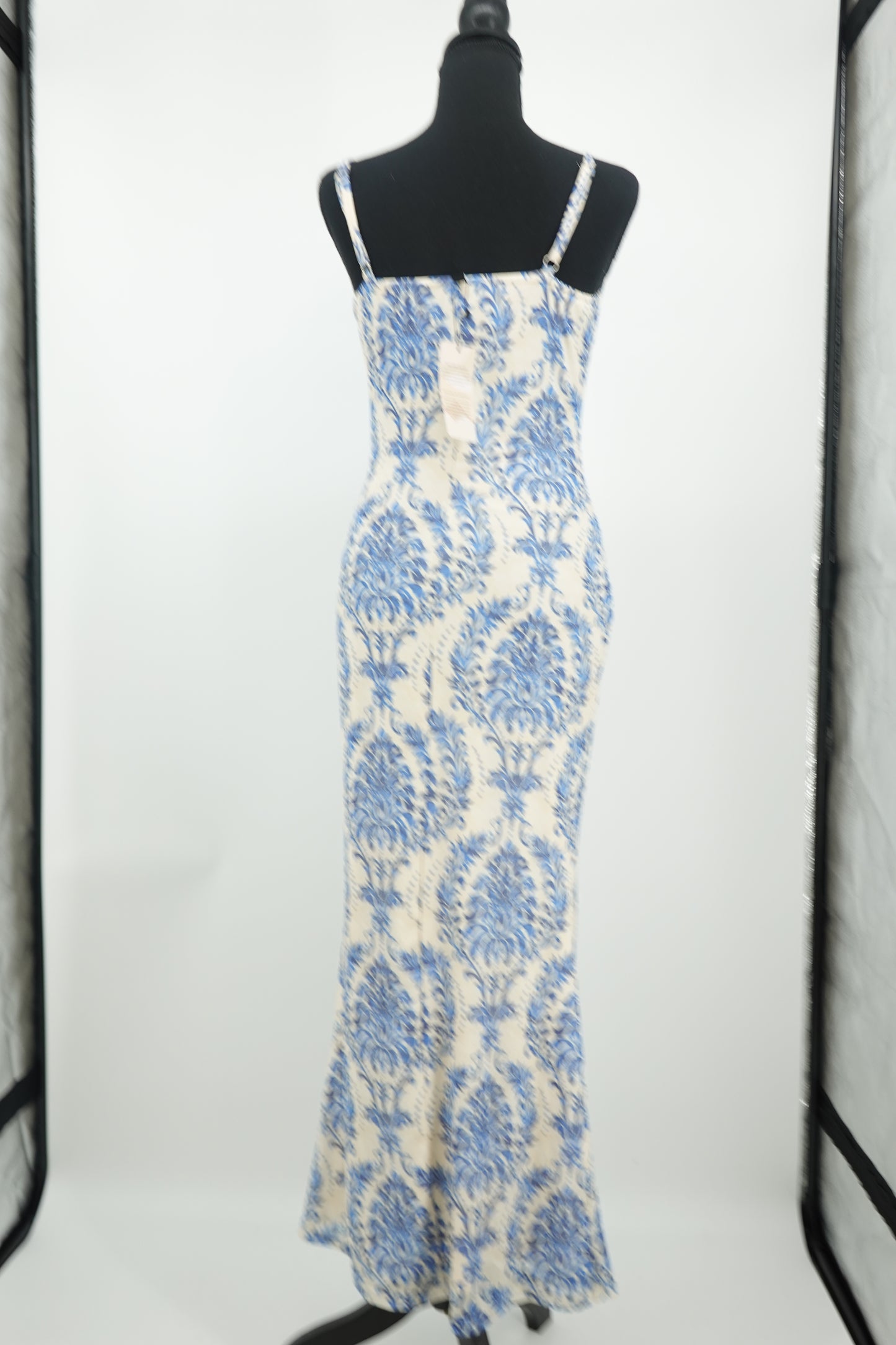 Women's Blue Floral Print Spaghetti Strap Maxi Dress – Size Small