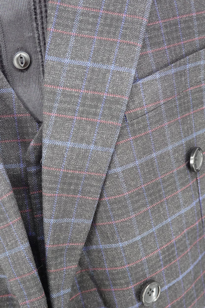 Men’s Black Plaid Suit Set with Vest – Size M        MS-C-0028