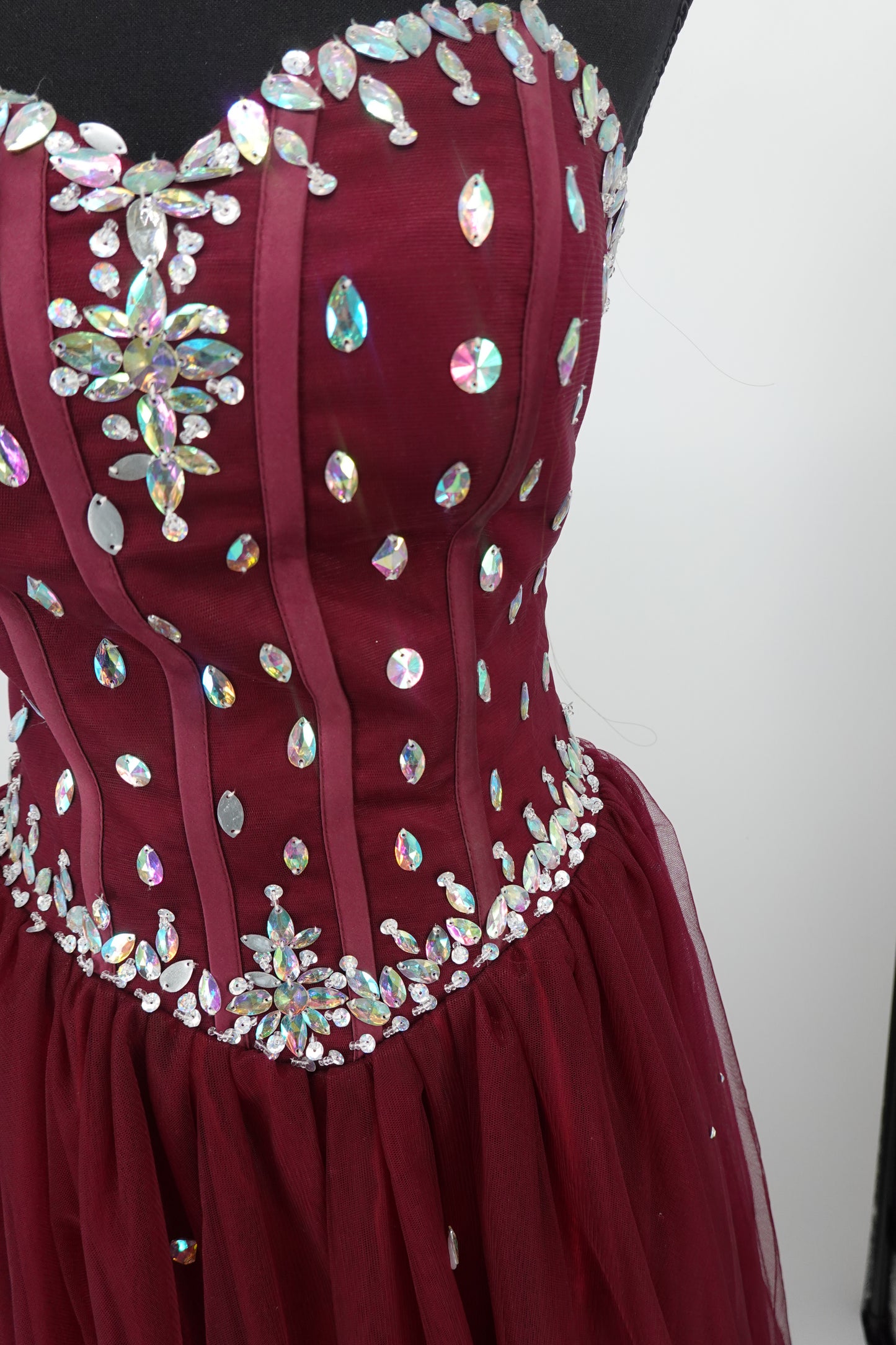 Women's Wine Red Strapless Evening Maxi Dress – Size M