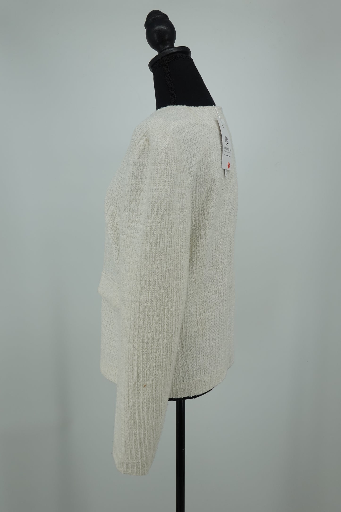 Women's White Cotton-Linen Chanel-Style Blouse – Size S