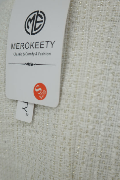 Women's White Cotton-Linen Chanel-Style Blouse – Size S