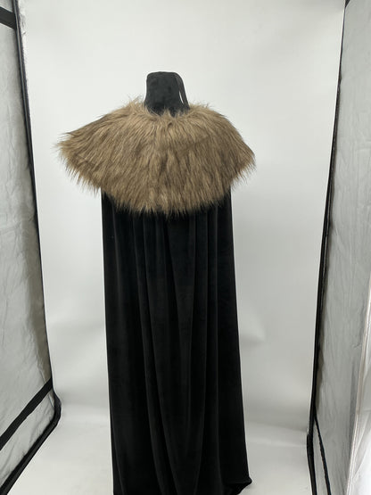 Black Cape with Fur Collar