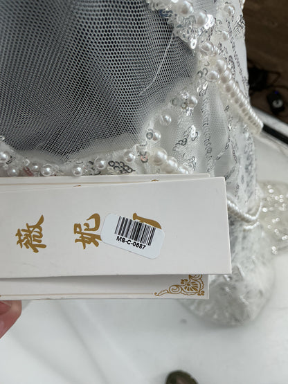 White Long Dress Silver Pearl