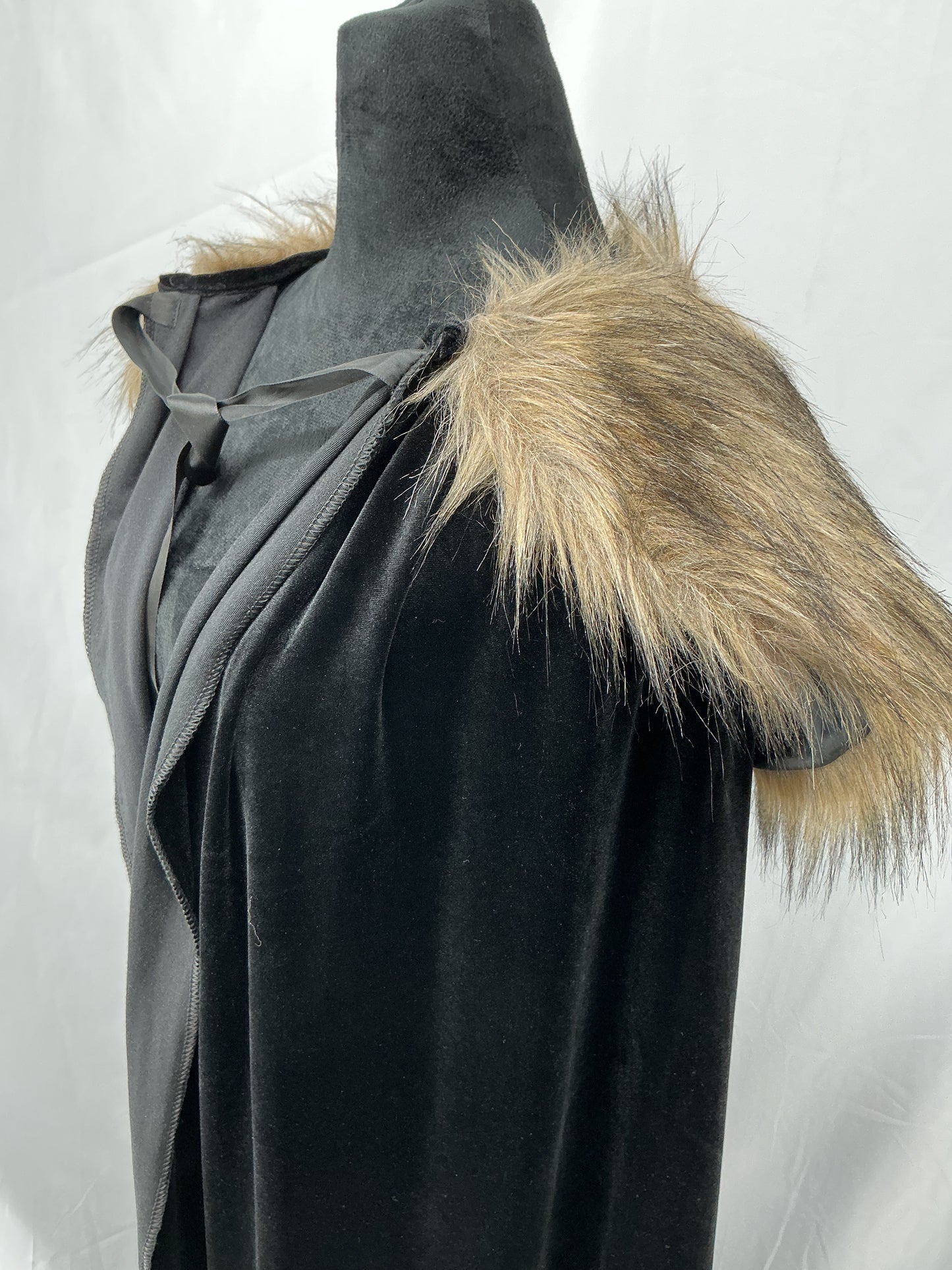 Black Cape with Fur Collar