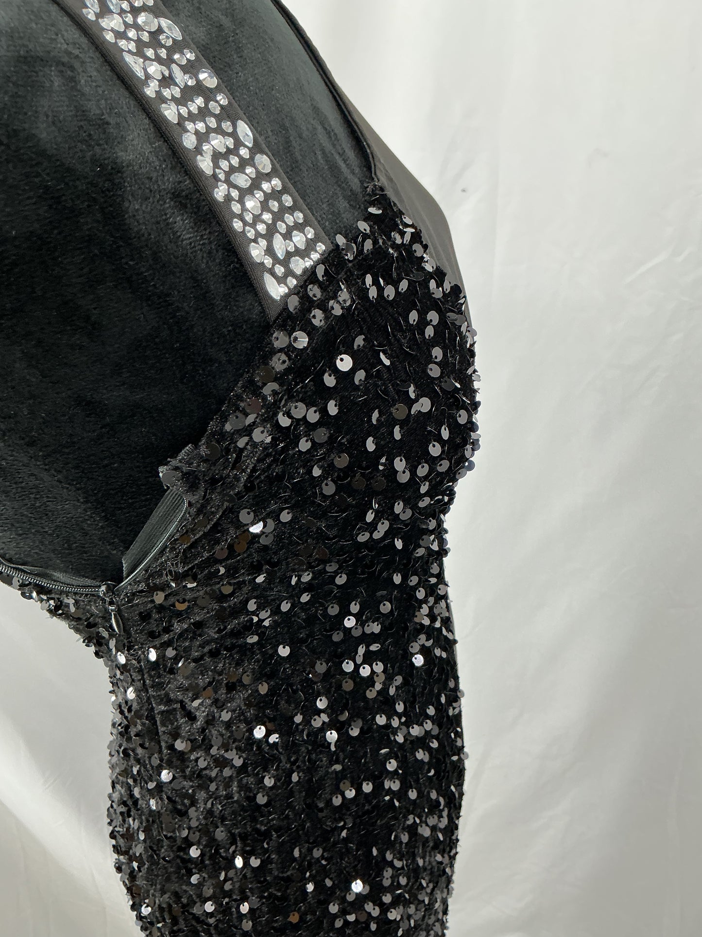 Black Long Dress with Sequins - Size S