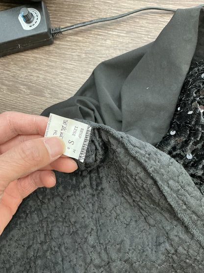 Black Long Dress with Sequins - Size S