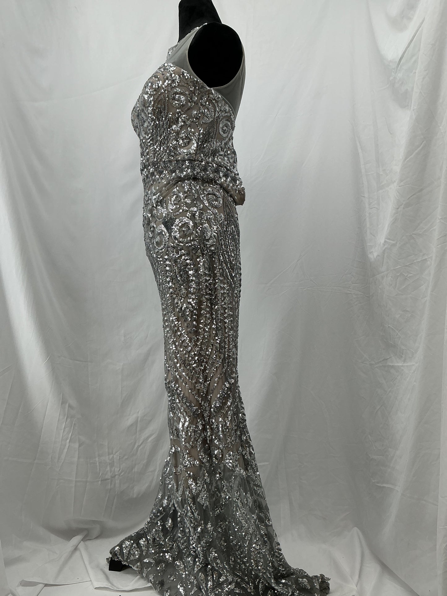 Silver Sequin Long Dress Size 2