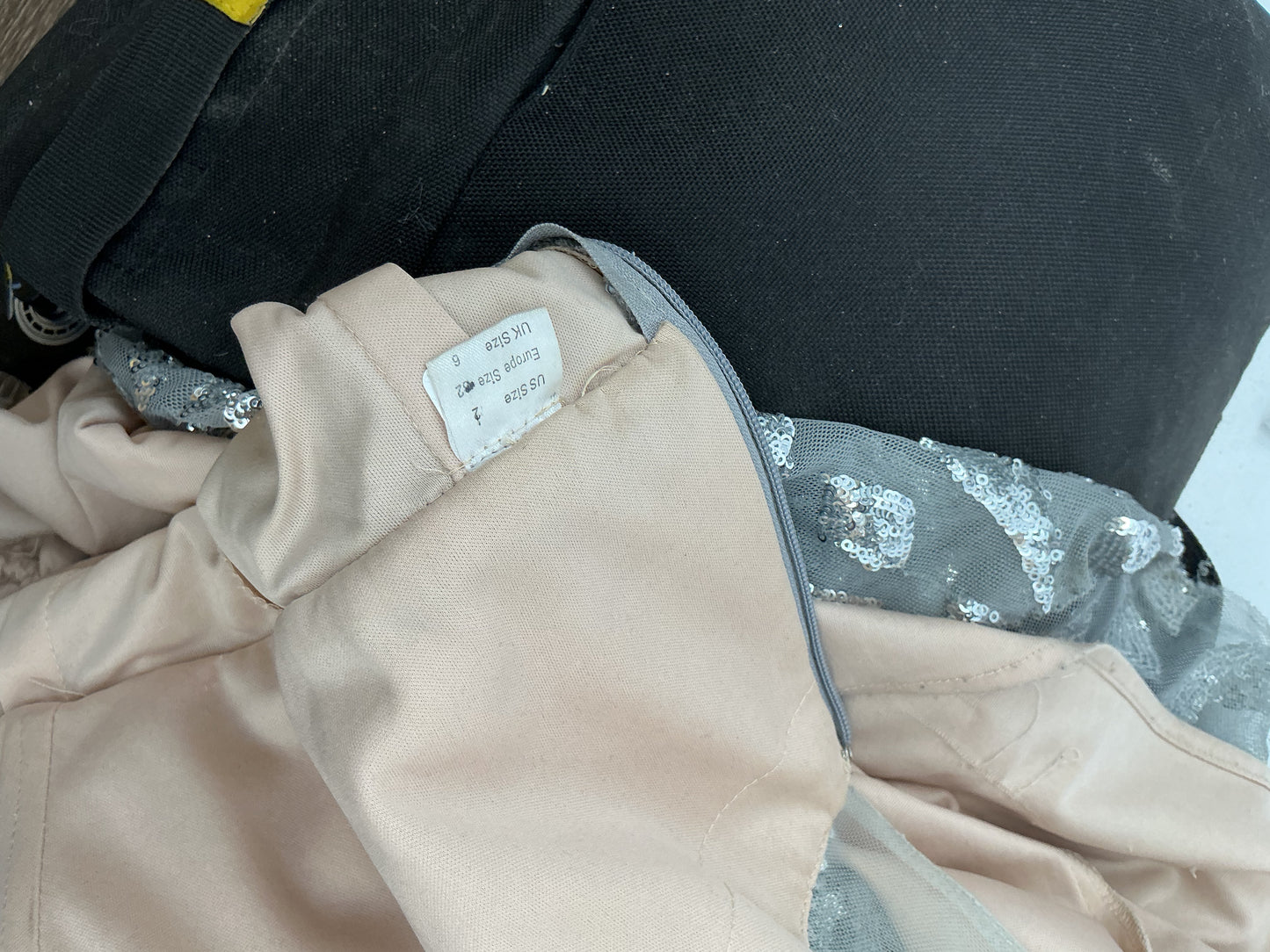 Silver Sequin Long Dress Size 2