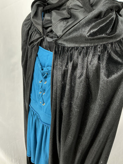 Black Cape and Blue Dress Size M