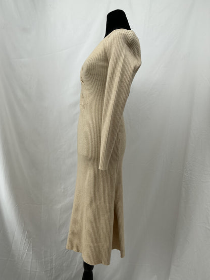 Beige Long Sleeves Dress Size M