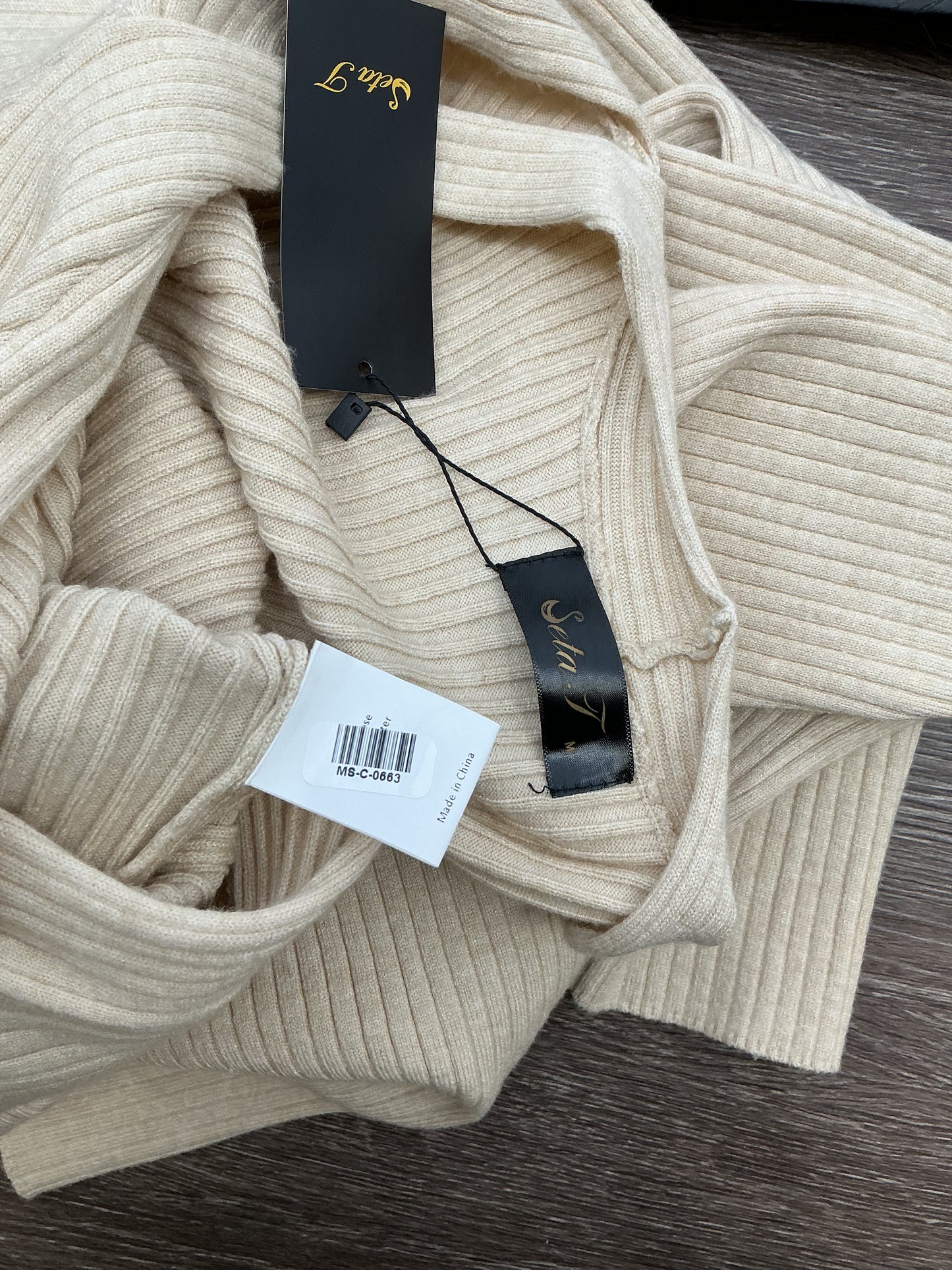 Beige Long Sleeves Dress Size M