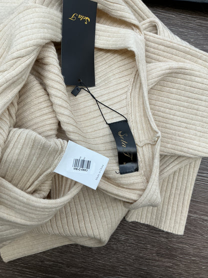 Beige Long Sleeves Dress Size M