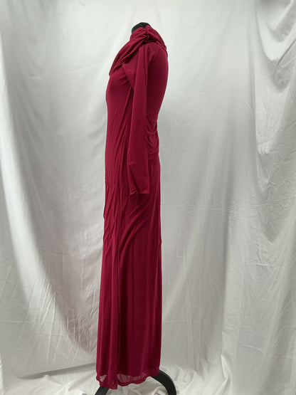Burgundy Long-Sleeve Long Dress Size L