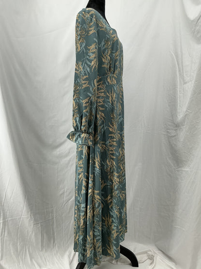 SHEIN Blue Long Sleeves Nightdress with Leaf pattern - Size L