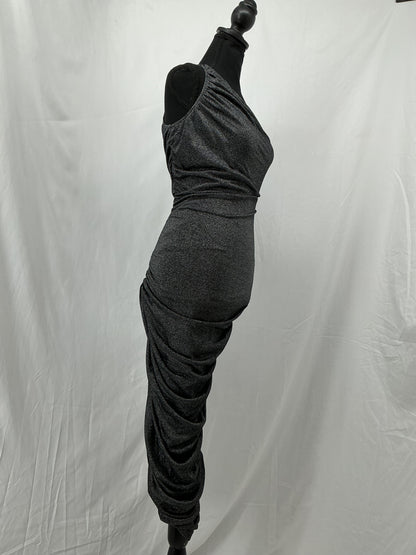 Gray Strapless Dress With Draped Design Size S