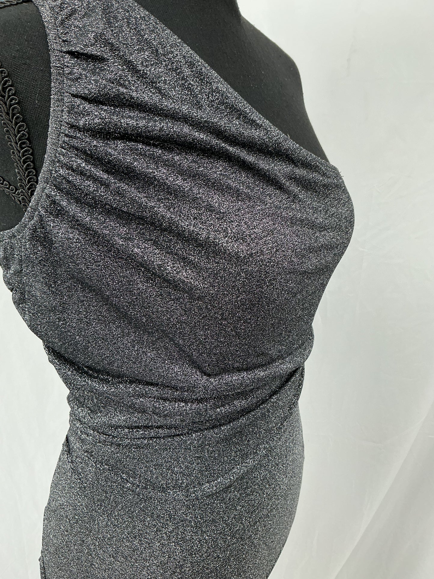 Gray Strapless Dress With Draped Design Size S