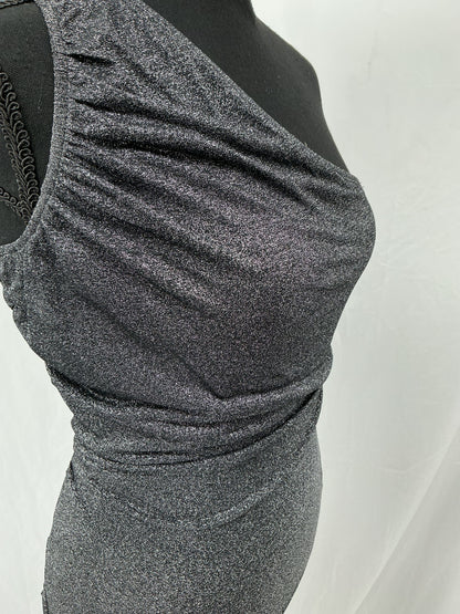 Gray Strapless Dress With Draped Design Size S